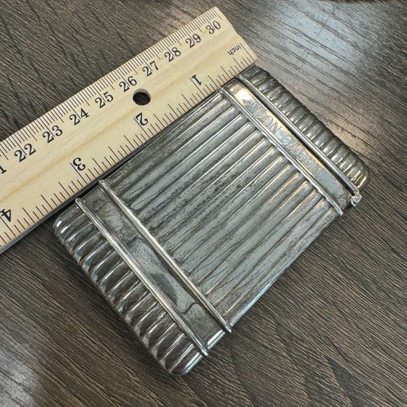 925 Sterling silver Christofle Paris vintage ribbed solid card holder - Picture 5 of 15